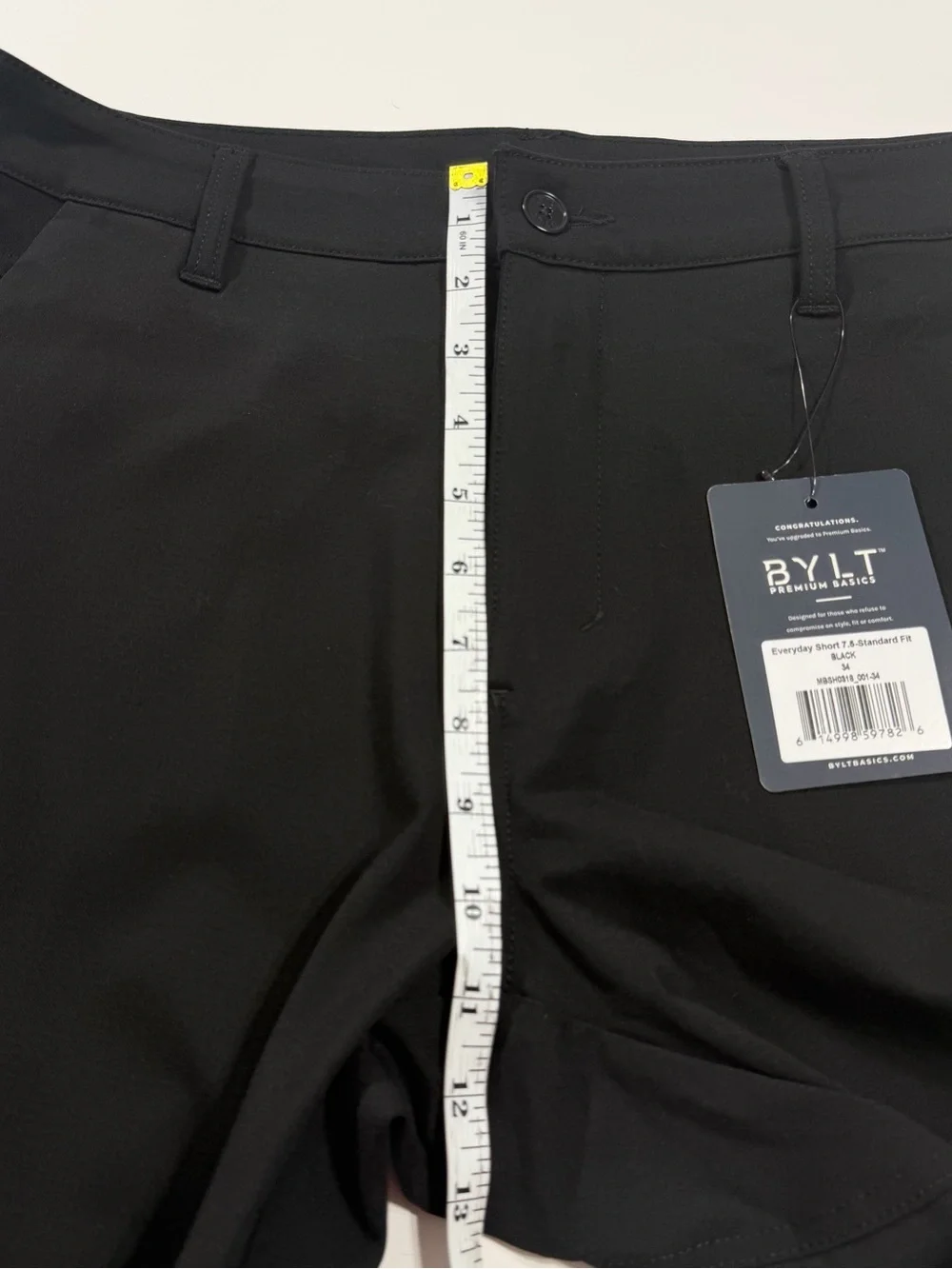 BYLT Premium Everyday Shorts Men’s 34 Black 7.5” Standard Fit NWT